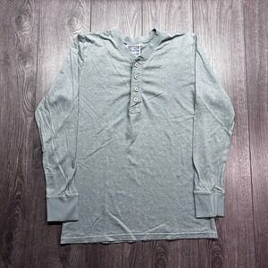 Jungmaven Mens Hemp Organic Cotton Long Sleeve Henley Shirt Sage Green Size M